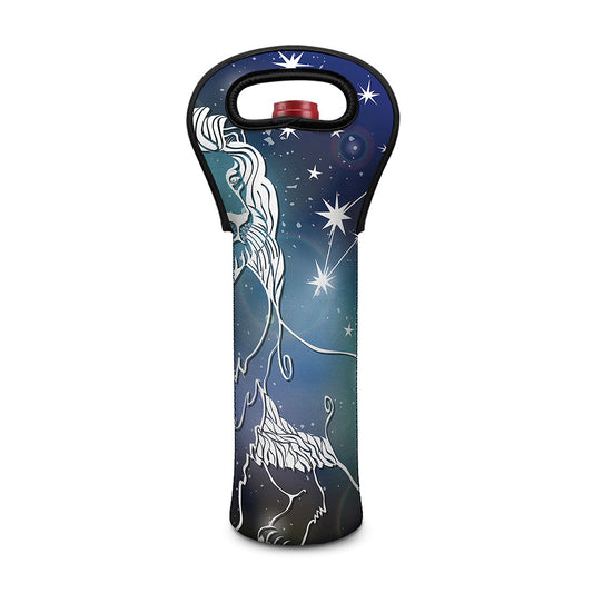 Constellation Of Leo Print Single Neoprene Wine Tote