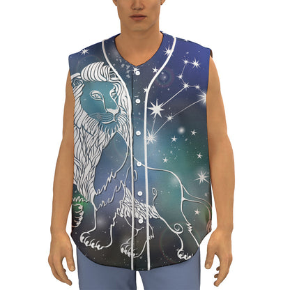 Constellation Of Leo Print Sleeveless Baseball Jersey