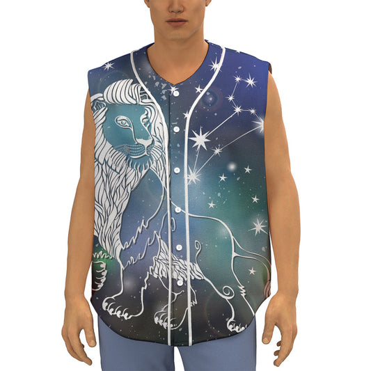 Constellation Of Leo Print Sleeveless Baseball Jersey