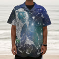 Constellation Of Leo Print Textured Short Sleeve Shirt