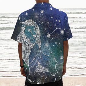 Constellation Of Leo Print Textured Short Sleeve Shirt