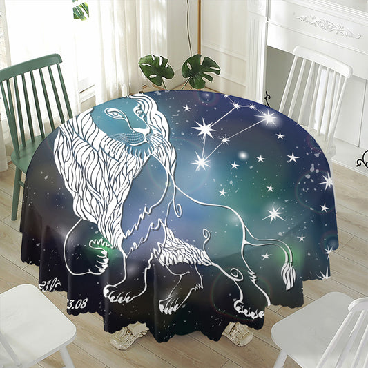 Constellation Of Leo Print Waterproof Round Tablecloth