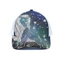 Constellation Of Leo Print White Mesh Trucker Hat