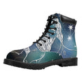 Constellation Of Leo Print Padded Collar Lace Up Boots