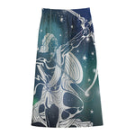 Constellation Of Sagittarius Print Cotton Front Slit Maxi Skirt