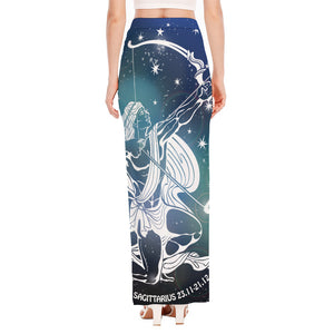 Constellation Of Sagittarius Print High Slit Maxi Skirt