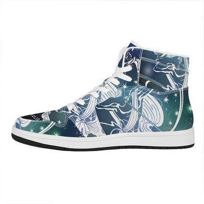 Constellation Of Sagittarius Print High Top Leather Sneakers