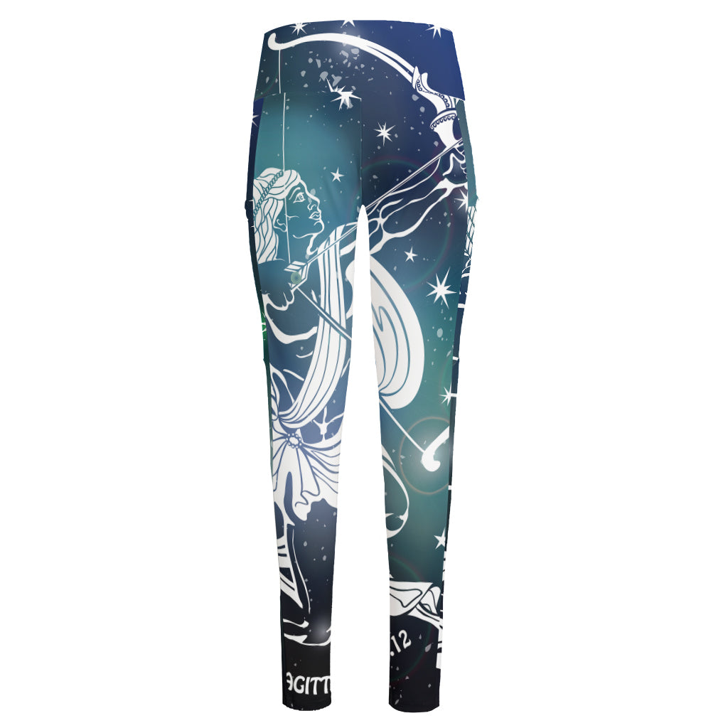 Constellation Of Sagittarius Print High-Waisted Pocket Leggings