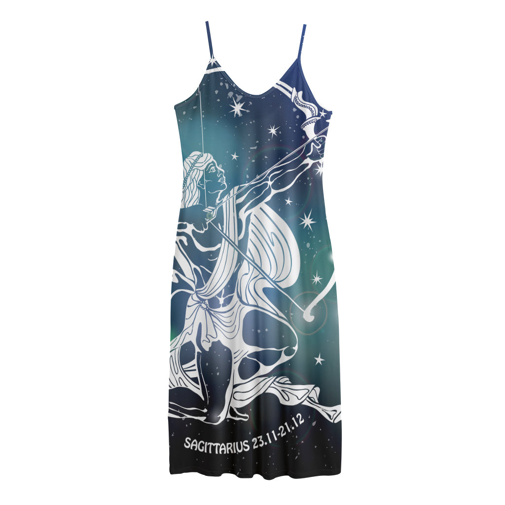 Constellation Of Sagittarius Print Jersey Midi Cami Dress