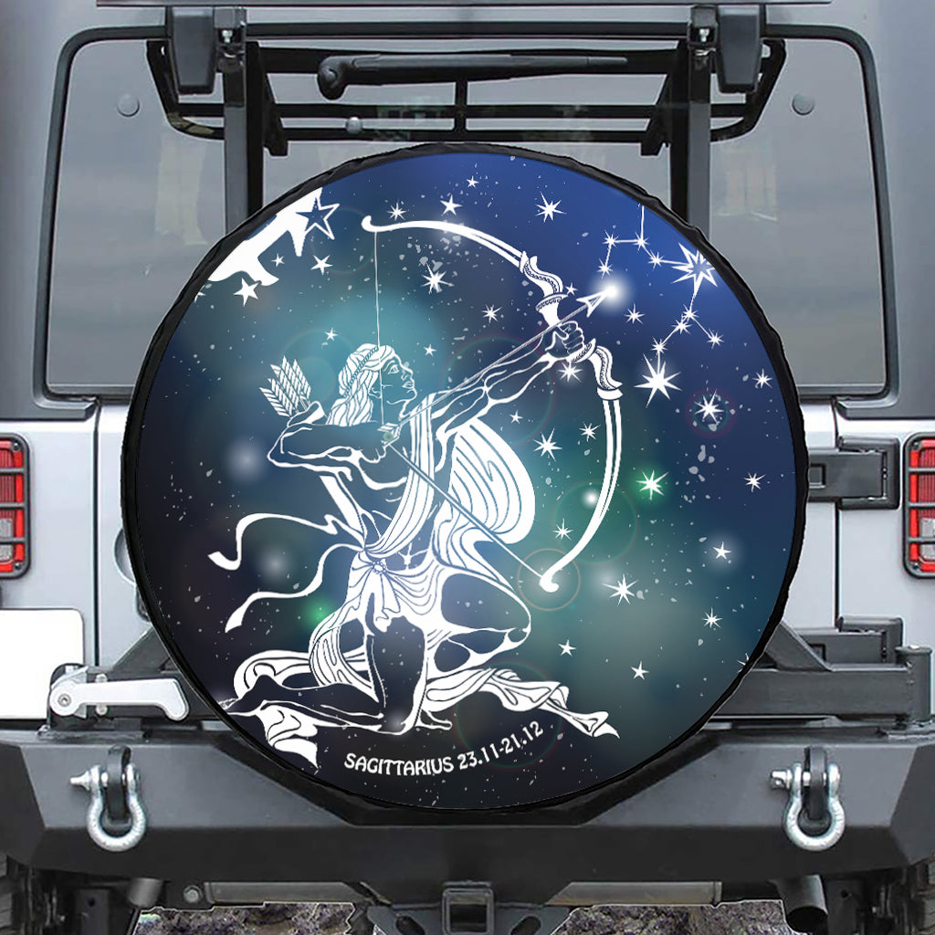 Constellation Of Sagittarius Print Leather Spare Tire Cover