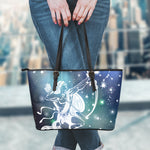 Constellation Of Sagittarius Print Leather Tote Bag