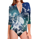 Constellation Of Sagittarius Print Long Sleeve Swimsuit