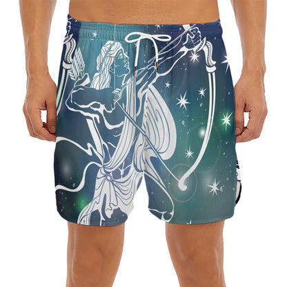 Constellation Of Sagittarius Print Men's Split Running Shorts