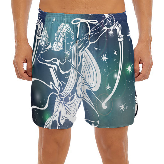 Constellation Of Sagittarius Print Men's Split Running Shorts
