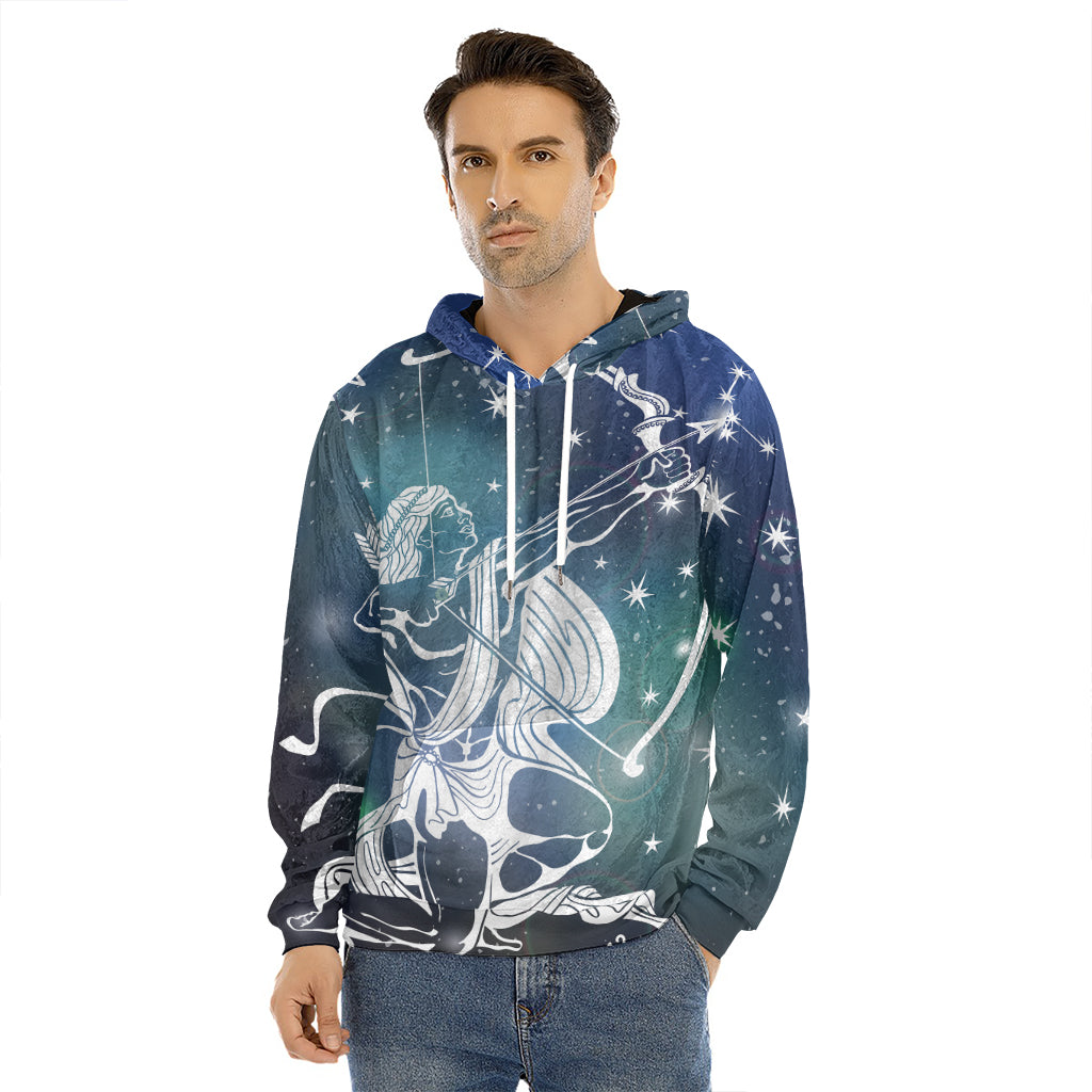 Constellation Of Sagittarius Print Men's Velvet Pullover Hoodie