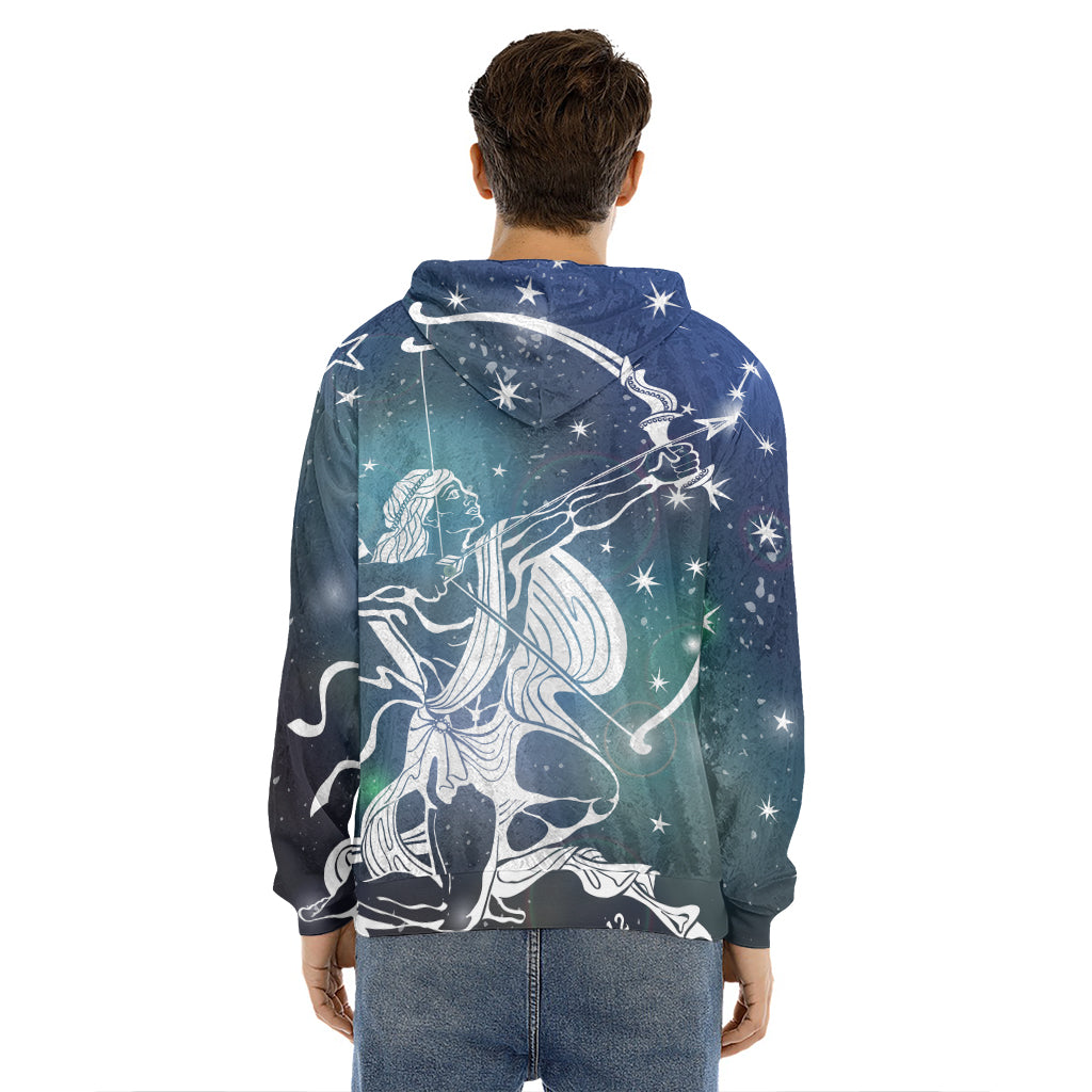 Constellation Of Sagittarius Print Men's Velvet Pullover Hoodie