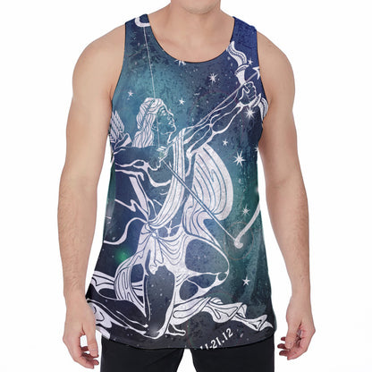 Constellation Of Sagittarius Print Men's Velvet Tank Top