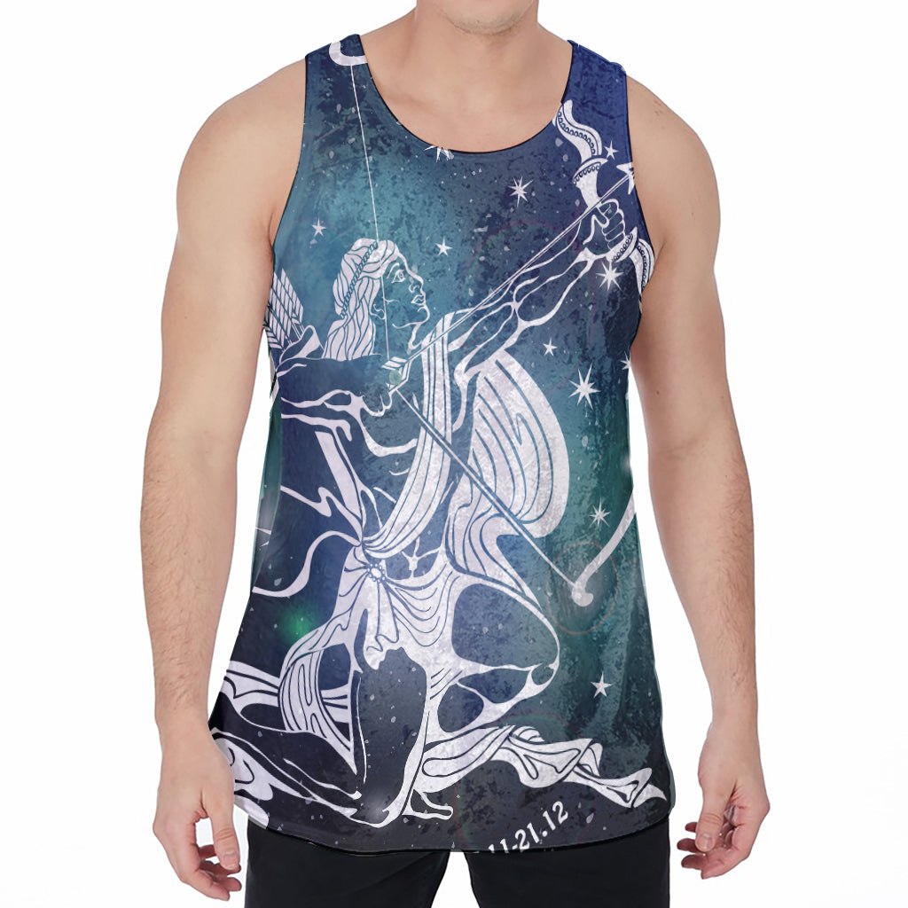 Constellation Of Sagittarius Print Men's Velvet Tank Top