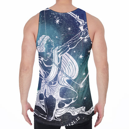 Constellation Of Sagittarius Print Men's Velvet Tank Top