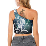 Constellation Of Sagittarius Print One Shoulder Crop Top