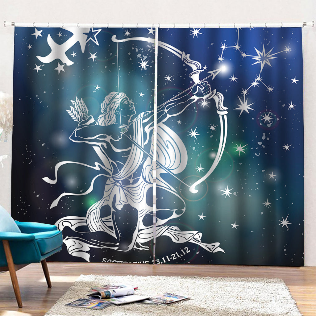 Constellation Of Sagittarius Print Pencil Pleat Curtains