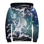 Constellation Of Sagittarius Print Sherpa Lined Zip Up Hoodie