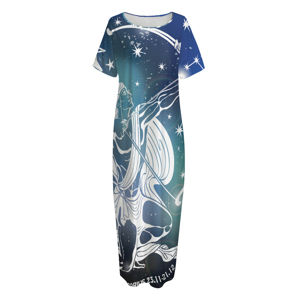 Constellation Of Sagittarius Print Short Sleeve Long Nightdress