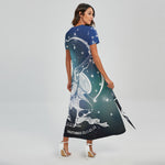 Constellation Of Sagittarius Print Short Sleeve Maxi Dress