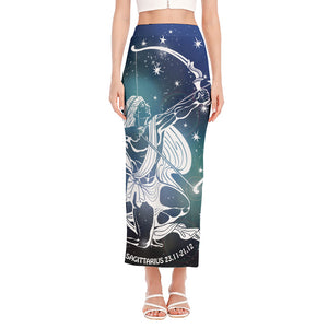 Constellation Of Sagittarius Print Side Slit Maxi Skirt