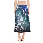 Constellation Of Sagittarius Print Side Slit Midi Skirt