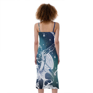 Constellation Of Sagittarius Print Slim Fit Midi Cami Dress