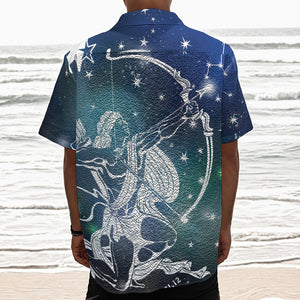 Constellation Of Sagittarius Print Textured Short Sleeve Shirt