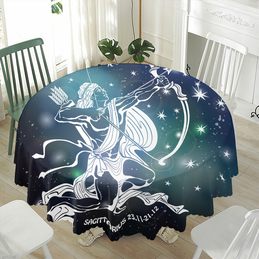Constellation Of Sagittarius Print Waterproof Round Tablecloth