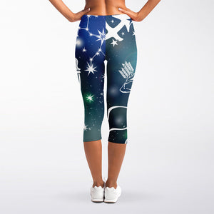 Constellation Of Sagittarius Print Women's Capri Leggings