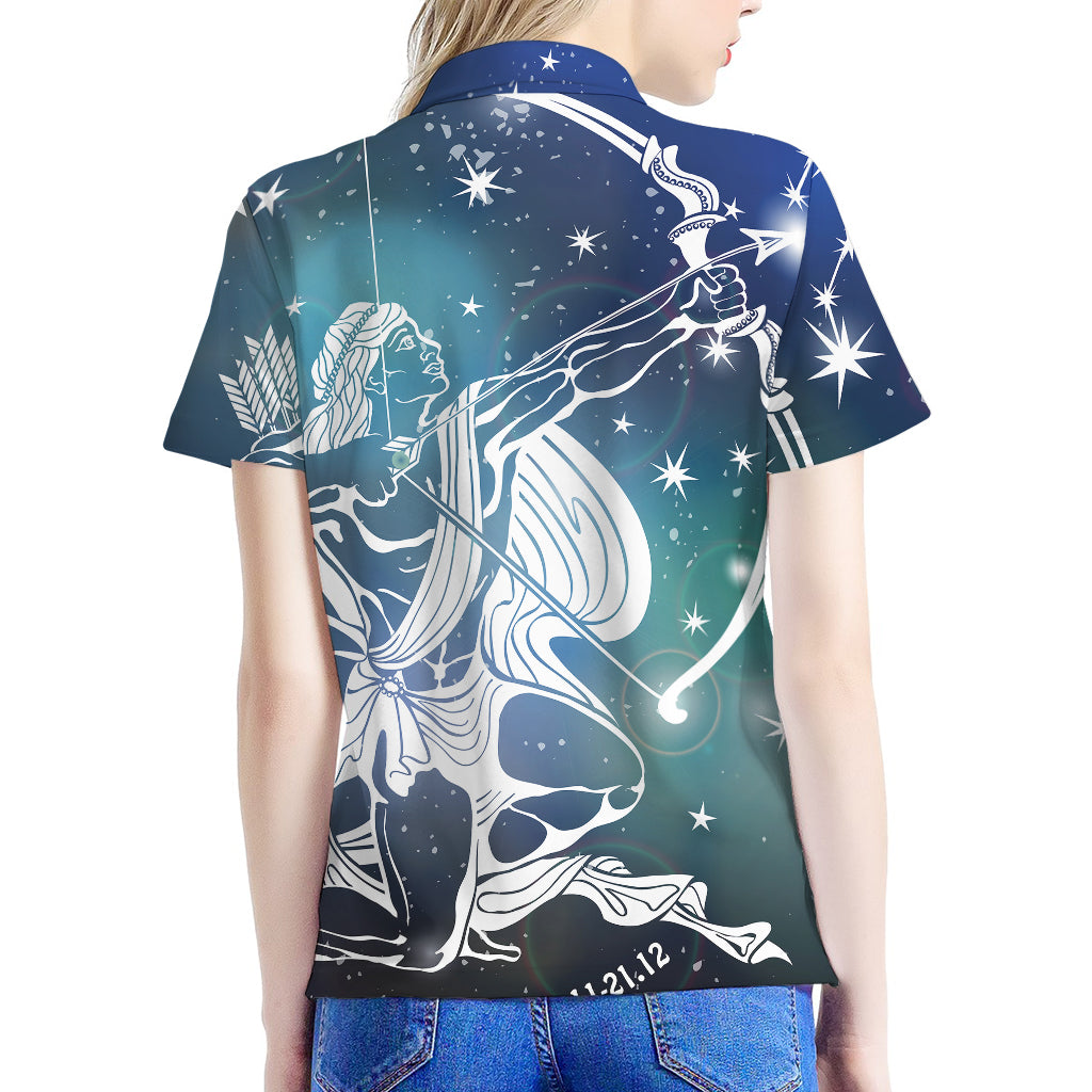 Constellation Of Sagittarius Print Women's Polo Shirt