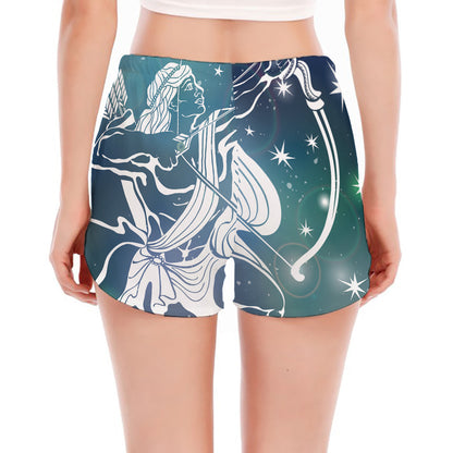 Constellation Of Sagittarius Print Women's Split Running Shorts