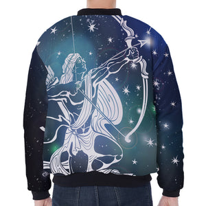 Constellation Of Sagittarius Print Zip Sleeve Bomber Jacket