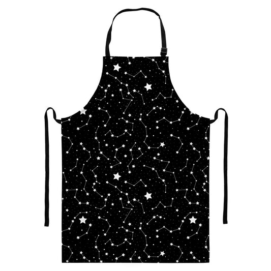 Constellation Sky Map Pattern Print Bib Apron With Pocket