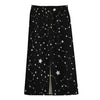 Constellation Sky Map Pattern Print Cotton Front Slit Maxi Skirt