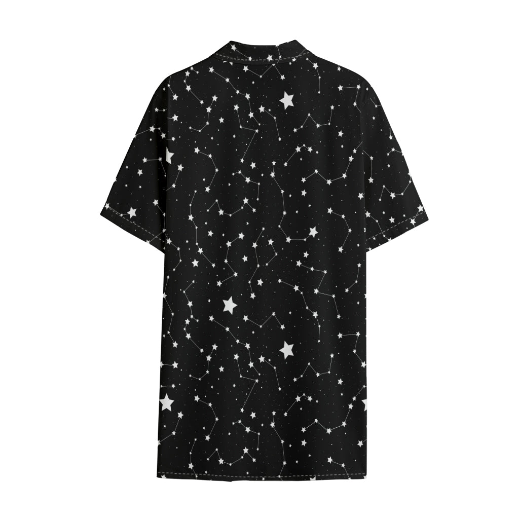 Constellation Sky Map Pattern Print Cotton Hawaiian Shirt