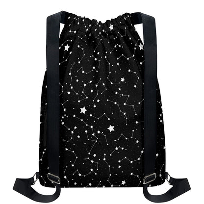 Constellation Sky Map Pattern Print Drawstring Backpack