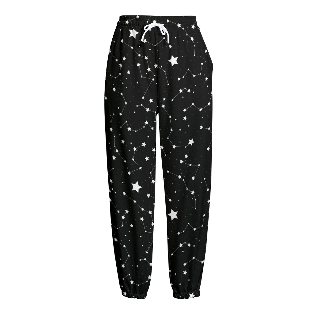 Constellation Sky Map Pattern Print Fleece Lined Knit Pants