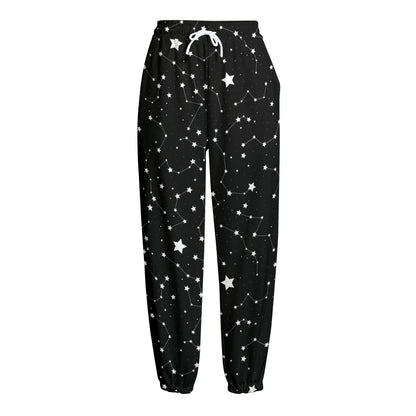 Constellation Sky Map Pattern Print Fleece Lined Knit Pants