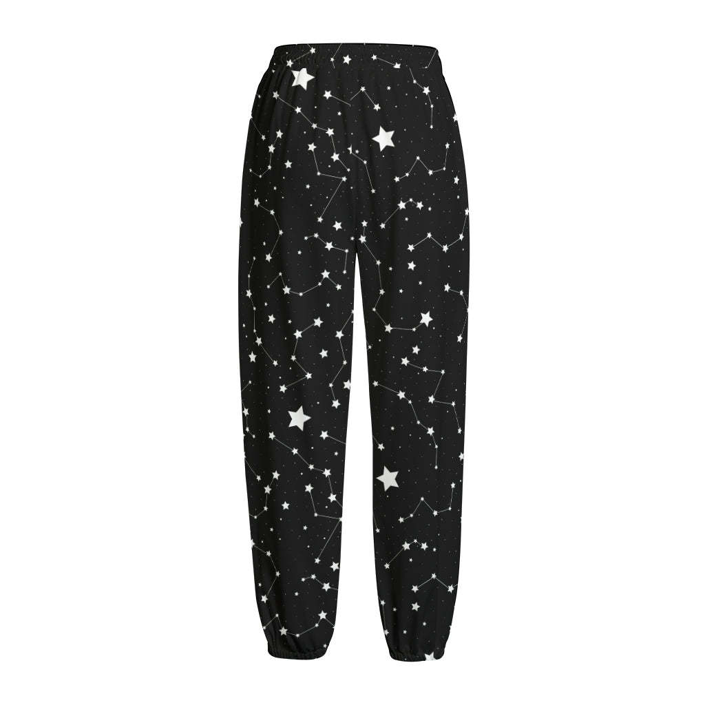 Constellation Sky Map Pattern Print Fleece Lined Knit Pants