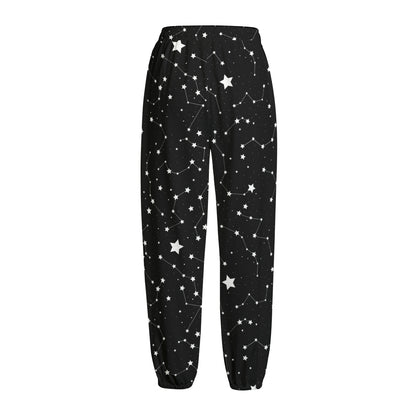 Constellation Sky Map Pattern Print Fleece Lined Knit Pants