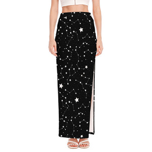 Constellation Sky Map Pattern Print High Slit Maxi Skirt