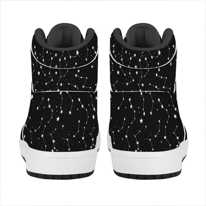 Constellation Sky Map Pattern Print High Top Leather Sneakers