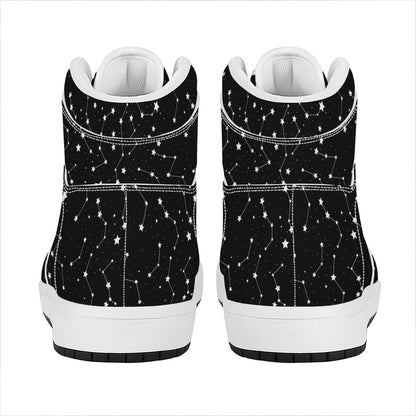 Constellation Sky Map Pattern Print High Top Leather Sneakers