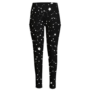 Constellation Sky Map Pattern Print High-Waisted Pocket Leggings