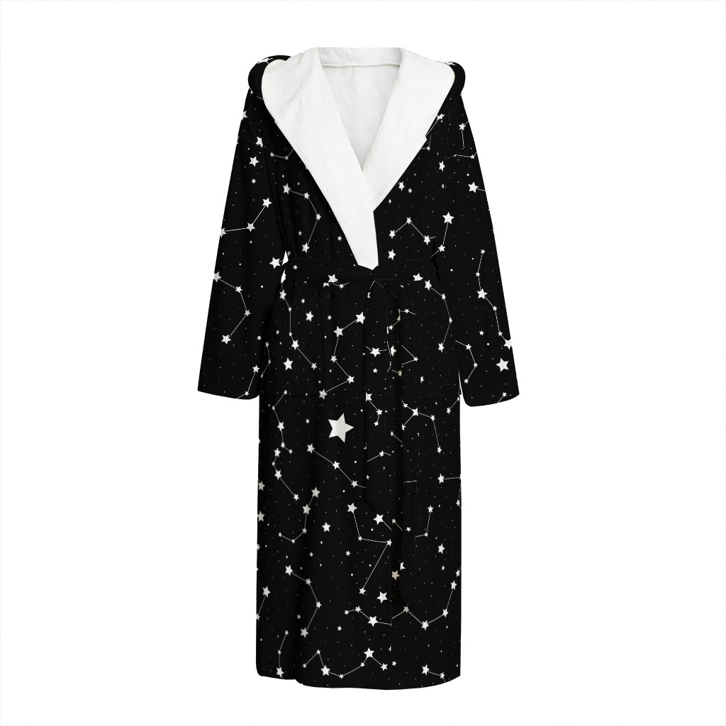 Constellation Sky Map Pattern Print Hooded Bathrobe